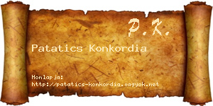 Patatics Konkordia névjegykártya
